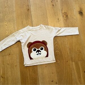 Disney Parks Star Wars Beige Ewok Graphic Long Sleeve Crew Neck